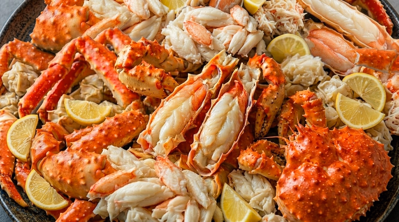 Steamed king crab and snow crab on Jagalchi Coastal Road