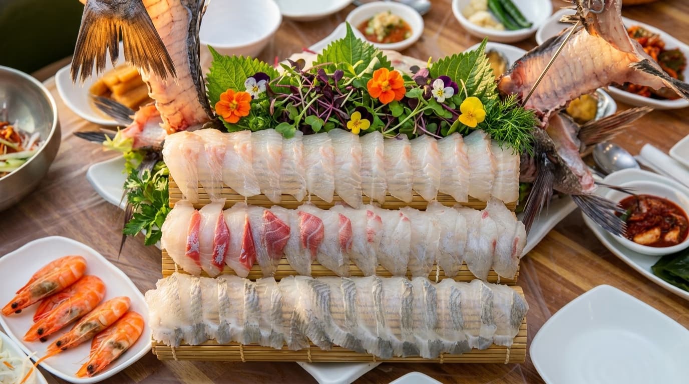 수정횟집 자갈치해안로 시그니처 메뉴 싱싱한 활어회, 수족관에서 바로 식탁으로